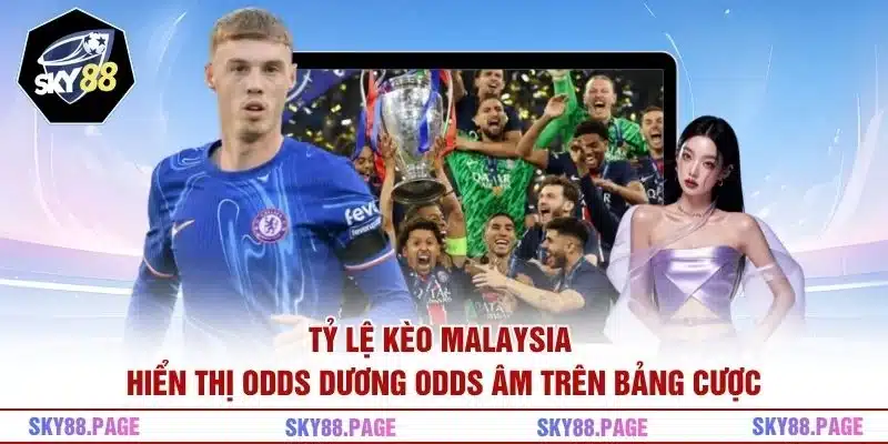 Tỷ lệ kèo Malaysia hiển thị odds dương odds âm trên bảng cược